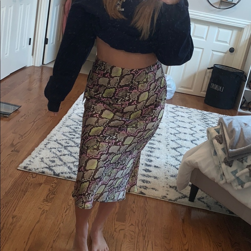 Snake skin midi skirt